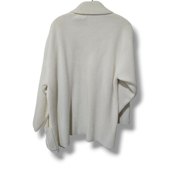 Roaman’s Women’s Vintage Cream Open Front Ribbed Cardigan - Size Medium - Picture 3 of 7